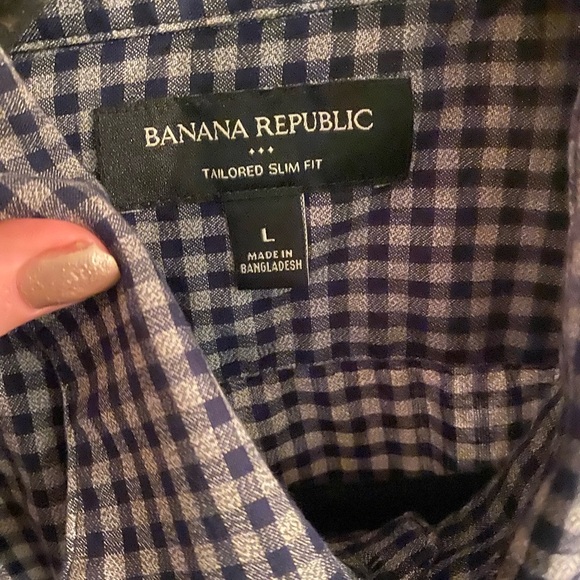 Banana Republic Men's Tailored Slim Fit Checkered Shirt - Size - Large - Picture 3 of 4